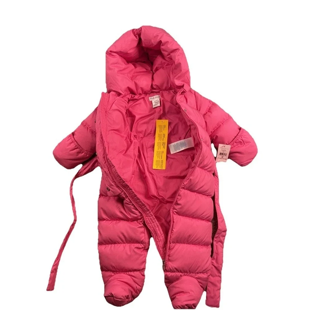 NWT‎ Polo Ralph Lauren Down Bunting Size 9M Girls Infant Water Repellent Hood